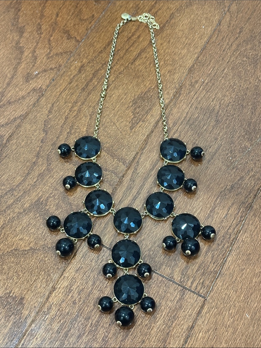 J. Crew statement bubble necklace with black beaded medallions adjustable chain
